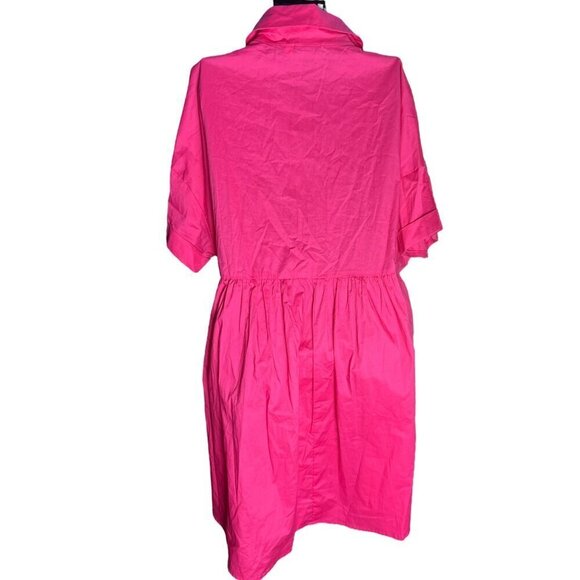 Arula Women's XL Button Up Shirt Tunic Dress Hot Pink Collared Barbiecore Preppy - Picture 6 of 6